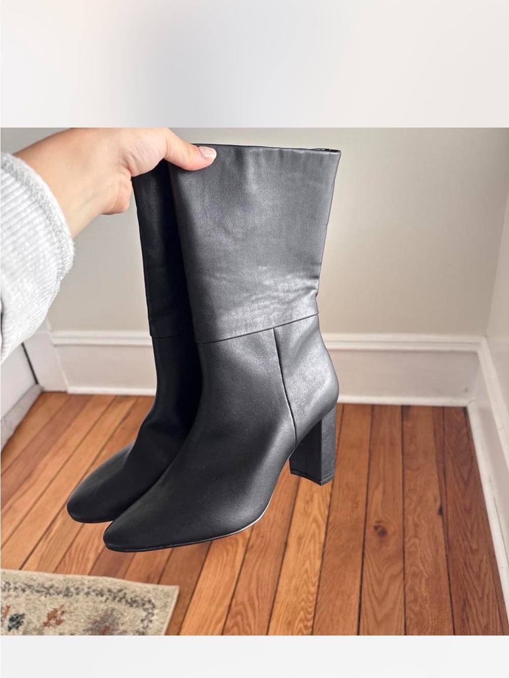 Charles David Black Mid-Calf Block Heel Boots